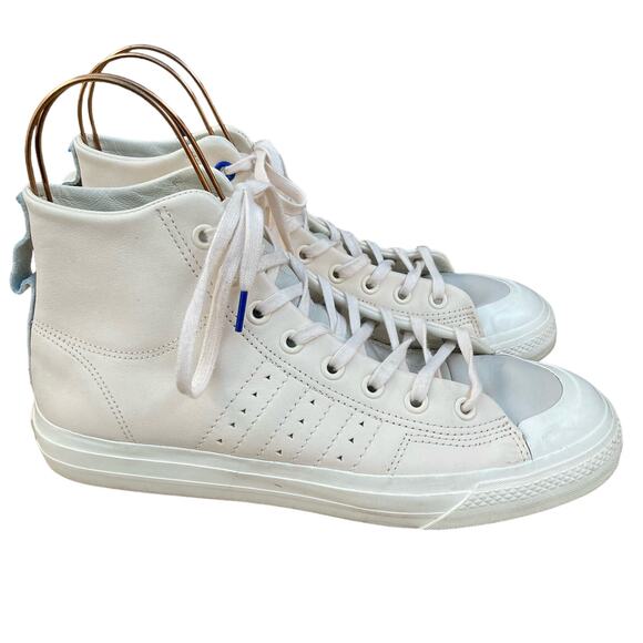 Adidas leather hightop sneakers size 11 Nizza  "off white" lace-up - Picture 1 of 13